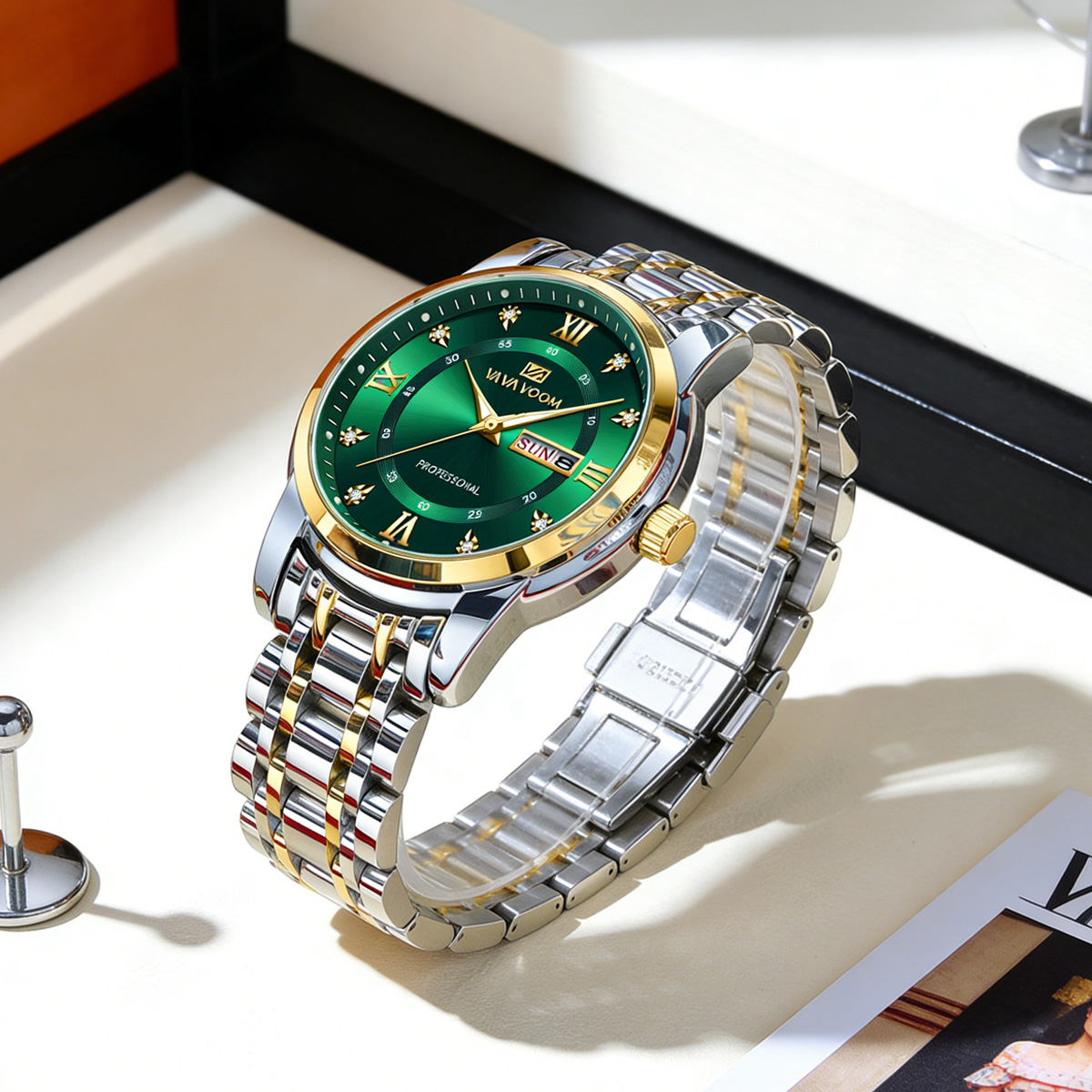Luxury Watch Green Dial - Jam Tangan Mewah Berhias Berlian Imitasi