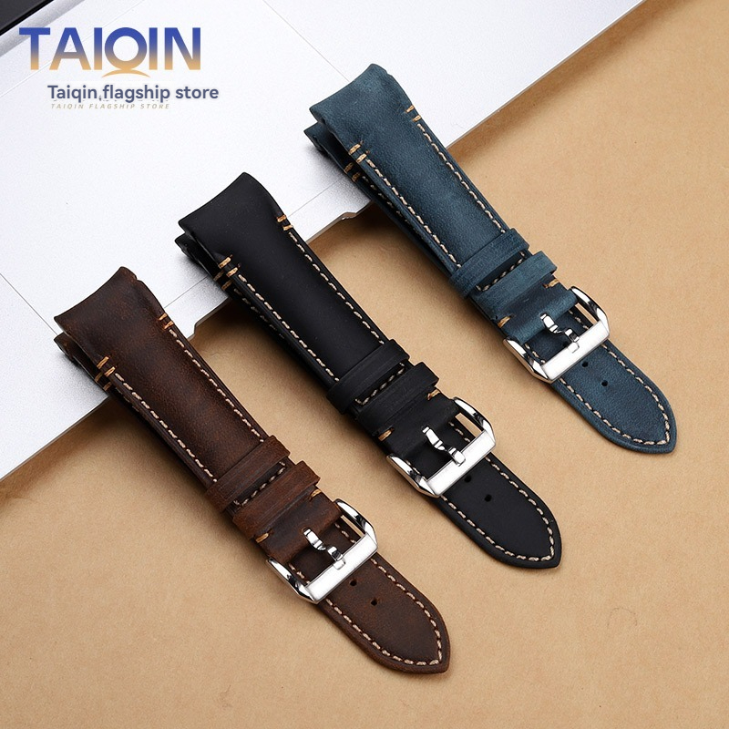 Luxury Watch Green Dial - Tali Jam Kulit Retro Matte Ujung