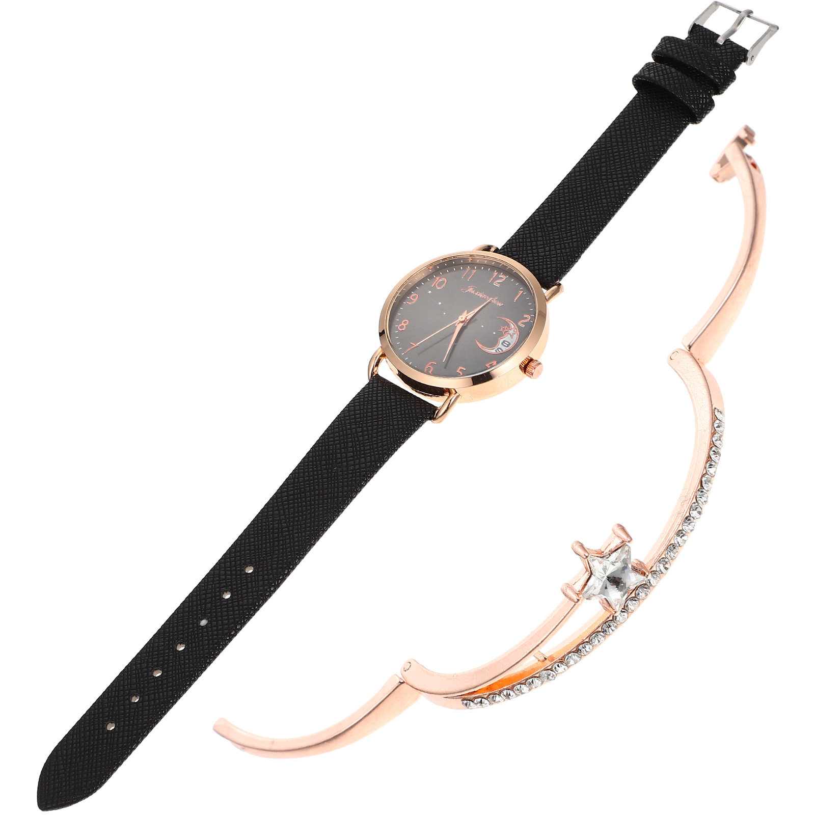 Luxury Watch White - 1Set Jam Tangan Wanita Bintang Bulan