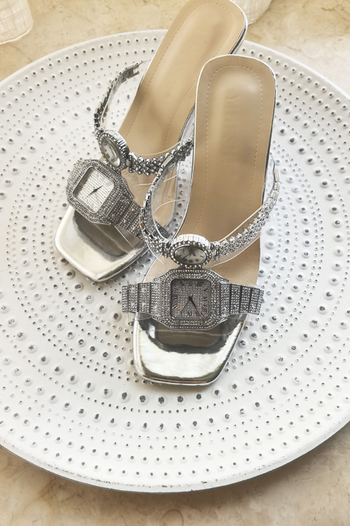 Luxury Watch Leather Strap - Sepatu hak tinggi kristal desain asli,