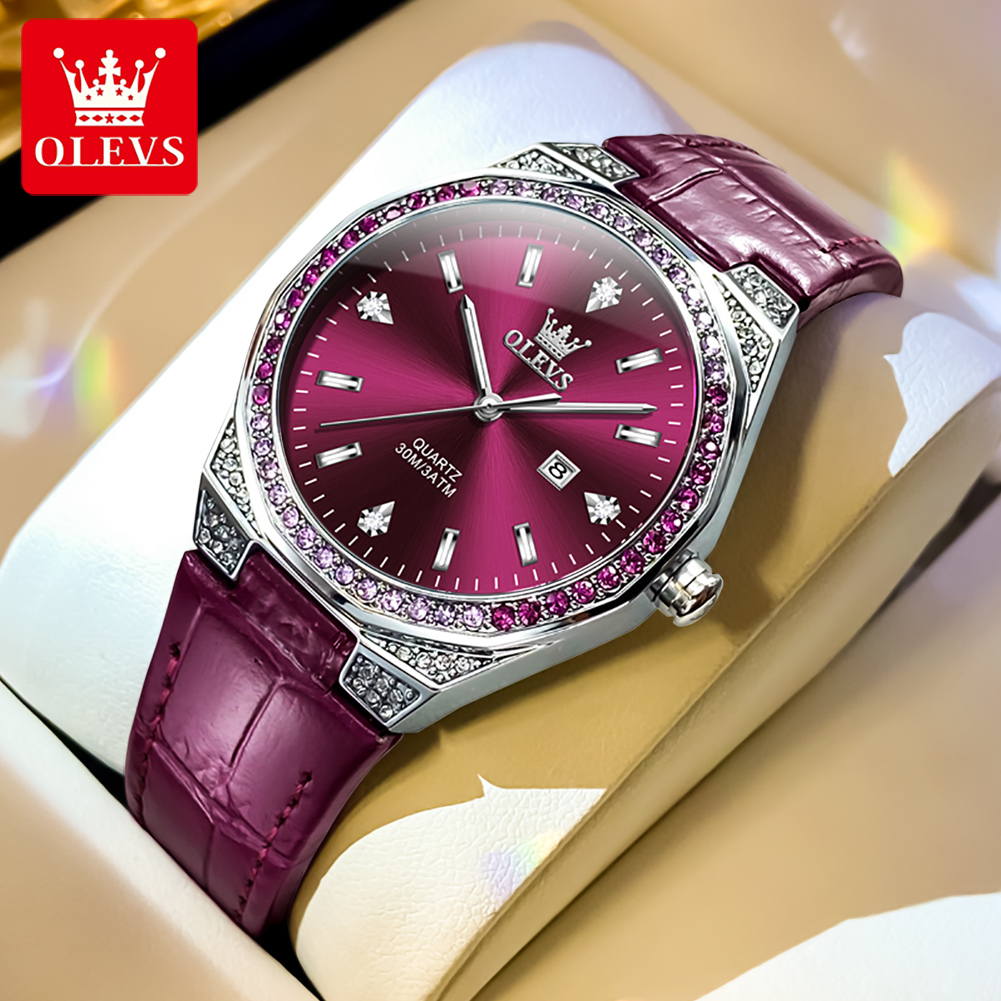 Luxury Watch Leather Strap - OLEVS jam tangan wanita, jam tangan
