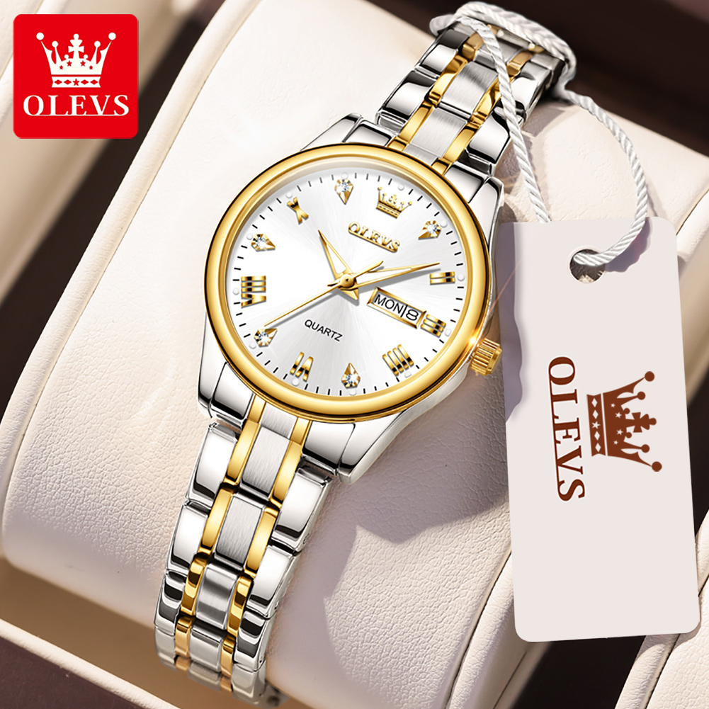 OLEVS jam tangan wanita merek  - Luxury Watch Leather Strap ulasan dan harga