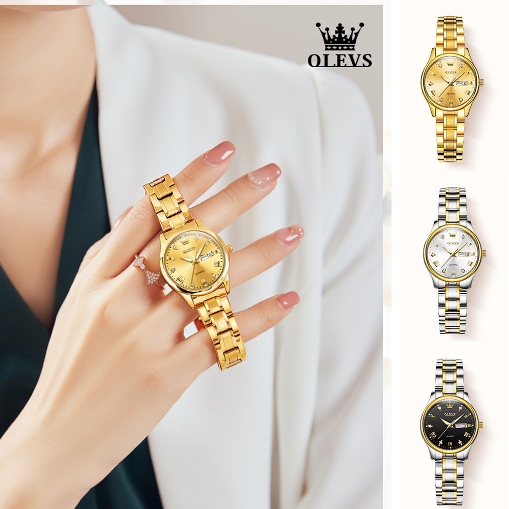 OLEVS jam tangan wanita merek  - Luxury Watch Leather Strap ulasan dan harga