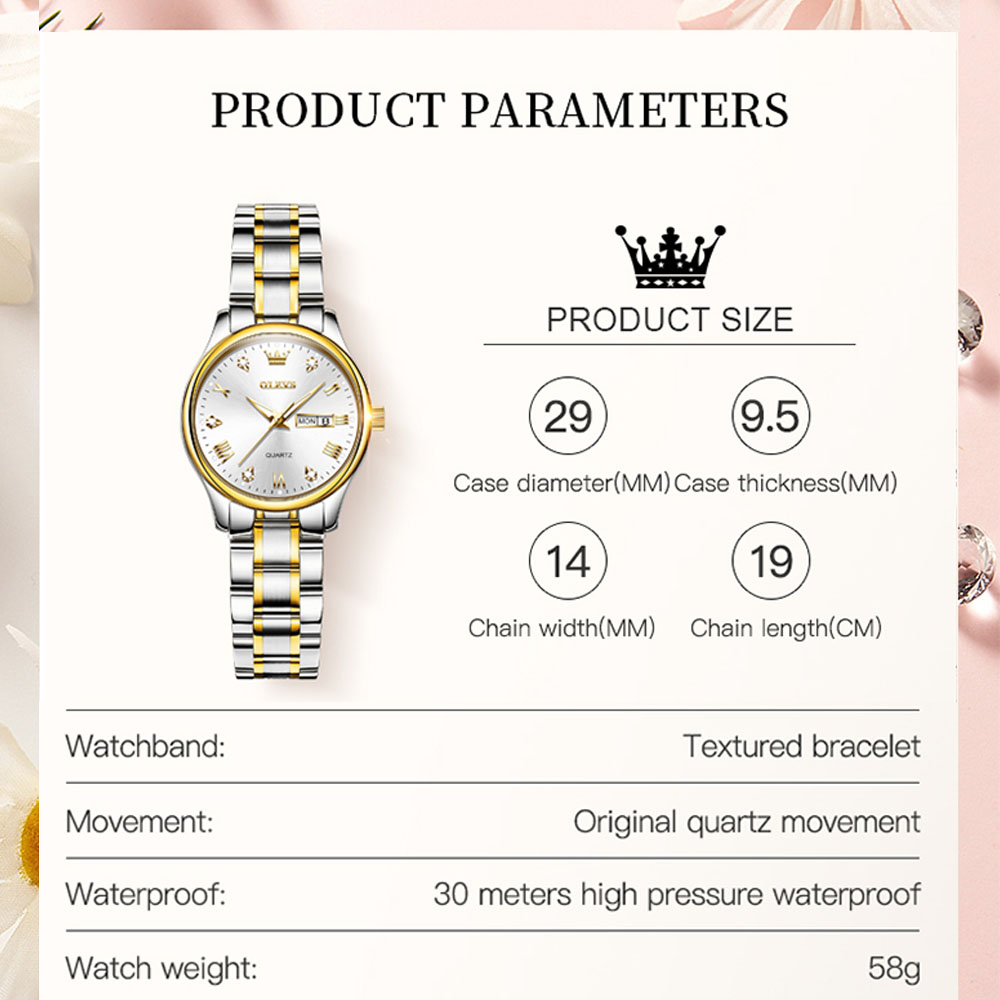 OLEVS jam tangan wanita merek  - Luxury Watch Leather Strap ulasan dan harga