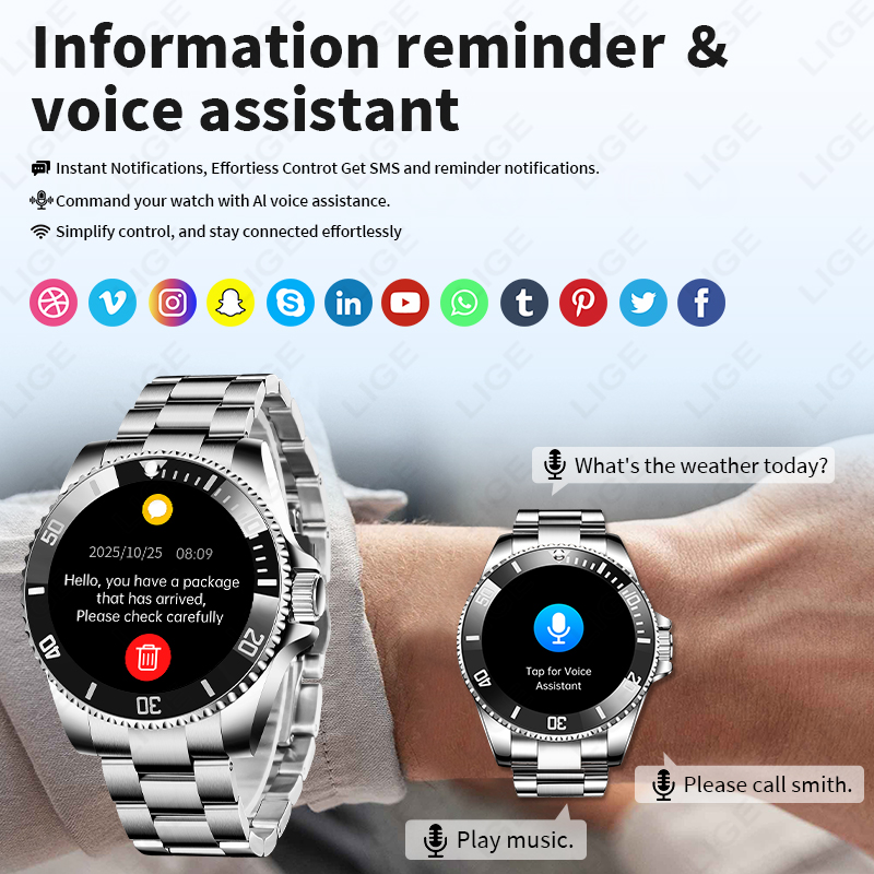 LIGE 2026 Jam Tangan Pintar La - Luxury Watch Arabic ulasan dan harga