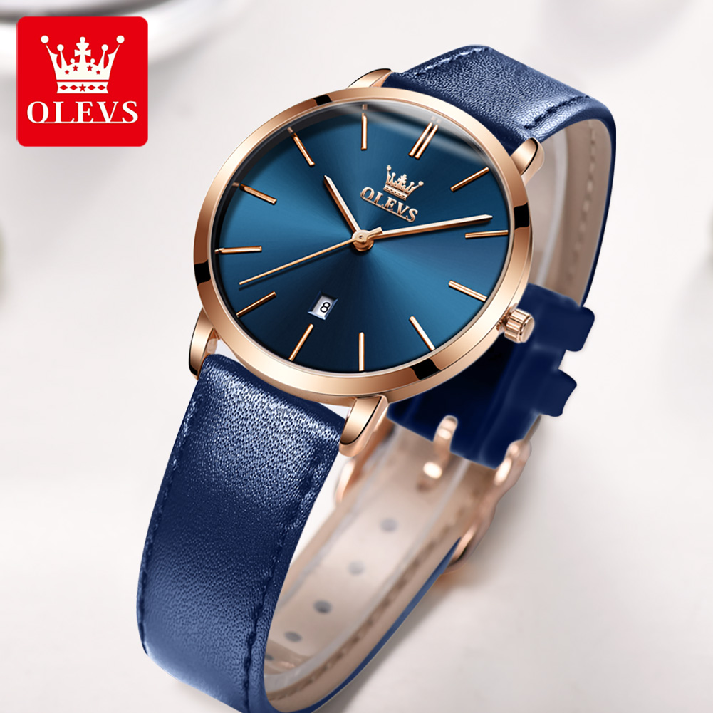 OLEVS jam tangan wanita, arloj - Luxury Watch Leather Strap ulasan dan harga