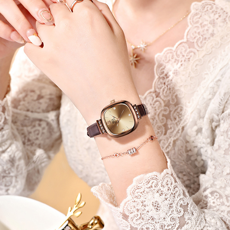 Jam Tangan Wanita Rose Gold Pe - Luxury Watch Leather Strap ulasan dan harga