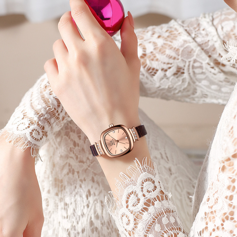 Jam Tangan Wanita Rose Gold Pe - Luxury Watch Leather Strap ulasan dan harga