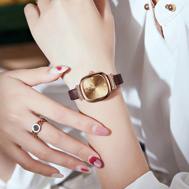 Jam Tangan Wanita Rose Gold Pe - Luxury Watch Leather Strap ulasan dan harga