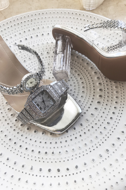 Sepatu hak tinggi kristal desa - Luxury Watch Leather Strap ulasan dan harga