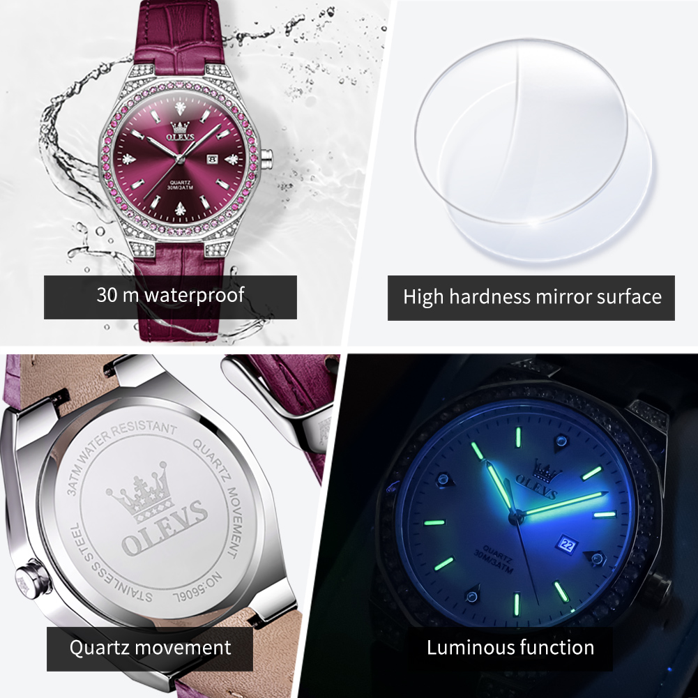OLEVS jam tangan wanita, jam t - Luxury Watch Leather Strap ulasan dan harga