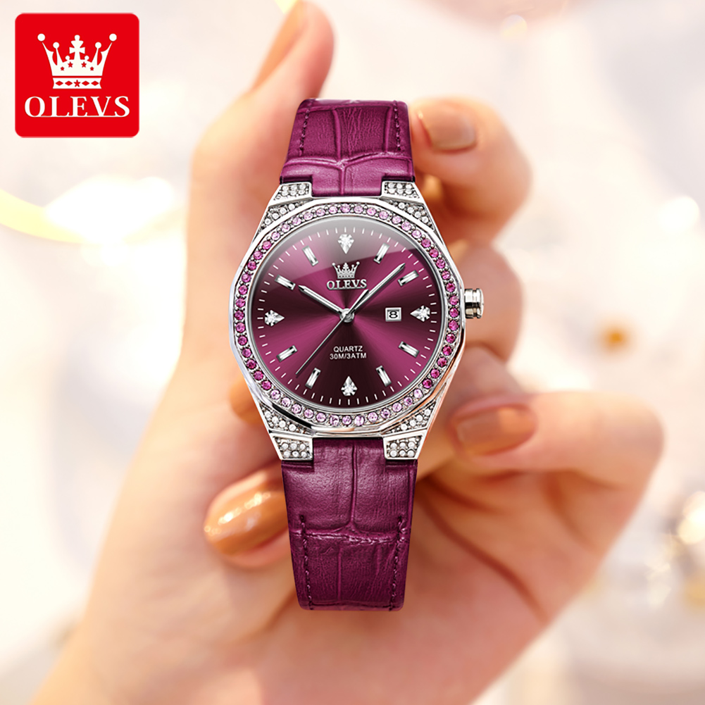 OLEVS jam tangan wanita, jam t - Luxury Watch Leather Strap ulasan dan harga