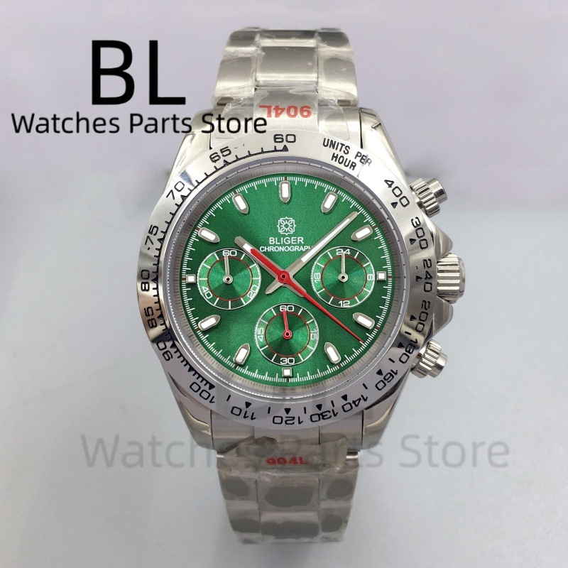 BLIGER Jam Tangan Pria Chronog - Luxury Watch Green Dial ulasan dan harga