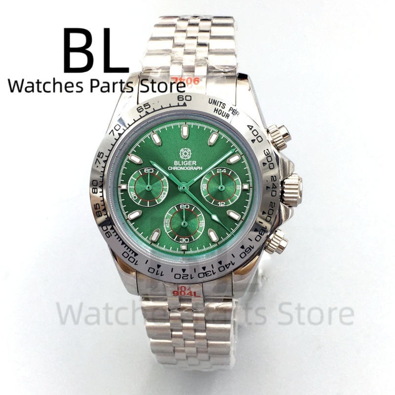 BLIGER Jam Tangan Pria Chronog - Luxury Watch Green Dial ulasan dan harga