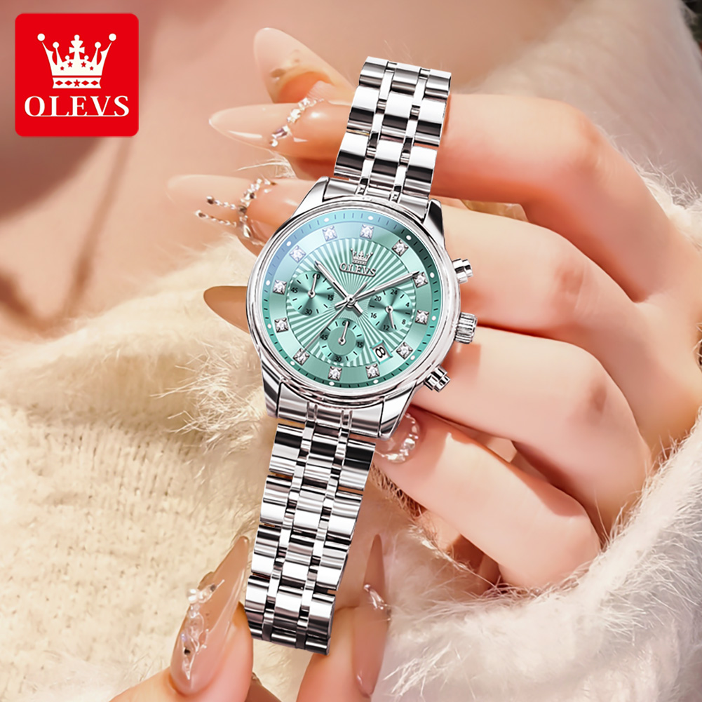 OLEVS Jam Tangan Wanita Jam Ku - Luxury Watch Green Dial ulasan dan harga