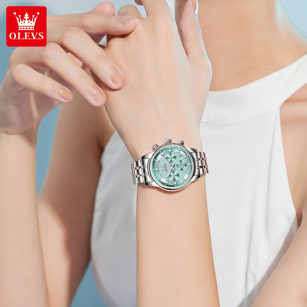 OLEVS Jam Tangan Wanita Jam Ku - Luxury Watch Green Dial ulasan dan harga